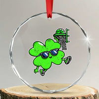 Funny Basketball Shamrock Crystal Glass Ornament Dunking Sports Player St. Patrick's Day TS02