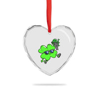 Funny Basketball Shamrock Heart Crystal Glass Ornament Dunking Sports Player St. Patrick's Day - Wonder Print Shop