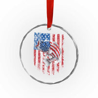 Funny Bass Fish Fishing Vintage American Flag Patriotic Crystal Glass Ornament - Wonder Print Shop