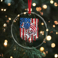 Funny Bass Fish Fishing Vintage American Flag Patriotic Crystal Glass Ornament - Wonder Print Shop