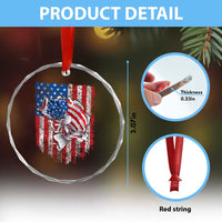Funny Bass Fish Fishing Vintage American Flag Patriotic Crystal Glass Ornament - Wonder Print Shop