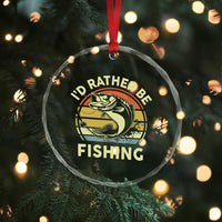 Funny Bass Fishing Crystal Glass Ornament I'd Rather Be Fishing Retro Vintage - Wonder Print Shop