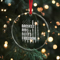 Funny BBQ Brisket Ribs Butts Freedom Crystal Glass Ornament 4th Of July Meat Smoking American Flag - Wonder Print Shop