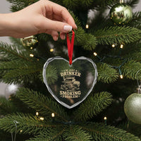 Funny BBQ Grilling Beer Lover Heart Crystal Glass Ornament I'm Just A Drinker With A Smoking Problem