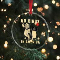 Funny Bear And Penguin Protest Crystal Glass Ornament No Kings In America