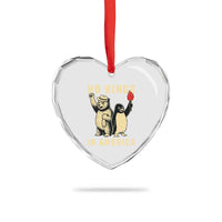 Funny Bear And Penguin Protest Heart Crystal Glass Ornament No Kings In America