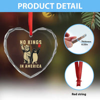 Funny Bear And Penguin Protest Heart Crystal Glass Ornament No Kings In America