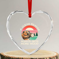Funny Beaver Joke Heart Crystal Glass Ornament A Clean Beaver Always Gets More Wood Adult Humor - Wonder Print Shop