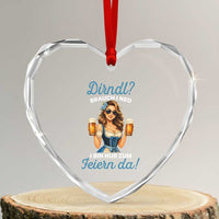 Funny Beer Girl Oktoberfest Heart Crystal Glass Ornament Dirndle I Bin Nur Zum Feiern Da Party - Wonder Print Shop