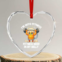Funny Beer Lover Heart Crystal Glass Ornament I Am Into Fitness Beer in My Belly - Wonder Print Shop