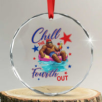 Funny Bigfoot 4th Of July Crystal Glass Ornament Chill The Fourth Out
