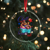Funny Bigfoot 4th Of July Crystal Glass Ornament Chill The Fourth Out