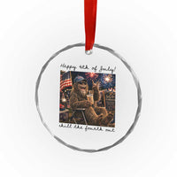 Funny Bigfoot 4th of July Crystal Glass Ornament Patriotic Sasquatch American Flag Party Festival