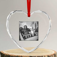 Funny Bigfoot Alien Heart Crystal Glass Ornament Sasquatch UFO Coaster - Wonder Print Shop