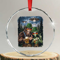 Funny Bigfoot Alien Oktoberfest Crystal Glass Ornament Selfie Beer Party German Lederhosen UFO Gift