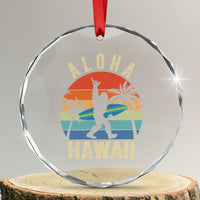 Funny Bigfoot Aloha Hawaiian Surfing Crystal Glass Ornament Tropical Beach Surfer Gift