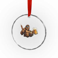 Funny Bigfoot BBQ Party Crystal Glass Ornament Sasquatch Drinking Beer Celebrate Championship TS14