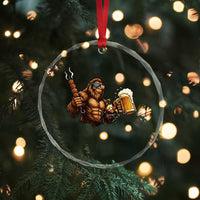 Funny Bigfoot BBQ Party Crystal Glass Ornament Sasquatch Drinking Beer Celebrate Championship - Wonder Print Shop