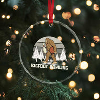 Funny Bigfoot Bowling Crystal Glass Ornament Gift For Bowler - Wonder Print Shop