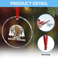 Funny Bigfoot Bowling Crystal Glass Ornament Gift For Bowler - Wonder Print Shop