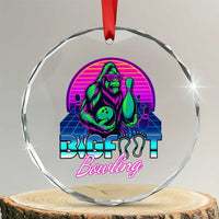 Funny Bigfoot Bowling Vaporwave Gift Crystal Glass Ornament - Wonder Print Shop
