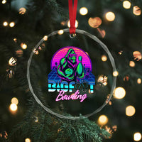 Funny Bigfoot Bowling Vaporwave Gift Crystal Glass Ornament TS12