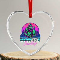 Funny Bigfoot Bowling Vaporwave Gift Heart Crystal Glass Ornament - Wonder Print Shop