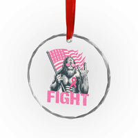 Funny Bigfoot Breast Cancer Awareness Crystal Glass Ornament Fight Pink Ribbon TS11