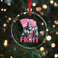 Funny Bigfoot Breast Cancer Awareness Crystal Glass Ornament Fight Pink Ribbon TS11