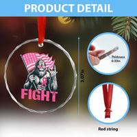 Funny Bigfoot Breast Cancer Awareness Crystal Glass Ornament Fight Pink Ribbon TS11
