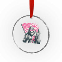 Funny Bigfoot Breast Cancer Awareness Crystal Glass Ornament Sasquatch Pink Ribbon TS11