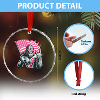 Funny Bigfoot Breast Cancer Awareness Crystal Glass Ornament Sasquatch Pink Ribbon TS11
