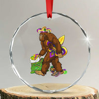 Funny Bigfoot Carnival Mardi Gras Party Crystal Glass Ornament