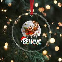Funny Bigfoot Christmas Crystal Glass Ornament Believe Santa Sasquatch Xmas Reindeer Sleigh TS11
