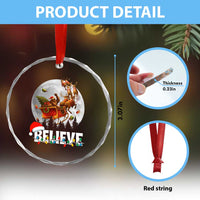 Funny Bigfoot Christmas Crystal Glass Ornament Believe Santa Sasquatch Xmas Reindeer Sleigh TS11