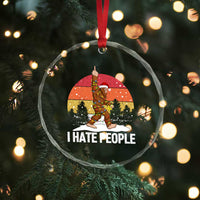 Funny Bigfoot Christmas Crystal Glass Ornament I Hate People TS14