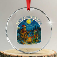 Funny Bigfoot Christmas Crystal Glass Ornament Sasquatch Alien Merry Cryptmas - Wonder Print Shop