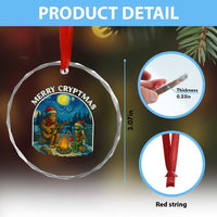 Funny Bigfoot Christmas Crystal Glass Ornament Sasquatch Alien Merry Cryptmas - Wonder Print Shop
