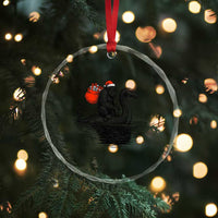 Funny Bigfoot Christmas Crystal Glass Ornament Sasquatch Loch Ness Cryptid Xmas TS14
