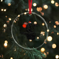 Funny Bigfoot Christmas Crystal Glass Ornament Sasquatch Loch Ness Cryptid Xmas - Wonder Print Shop