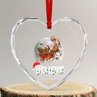Funny Bigfoot Christmas Heart Crystal Glass Ornament Believe Santa Sasquatch Xmas Reindeer Sleigh - Wonder Print Shop