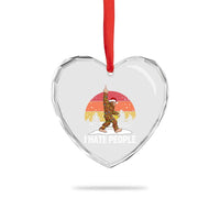 Funny Bigfoot Christmas Heart Crystal Glass Ornament I Hate People - Wonder Print Shop