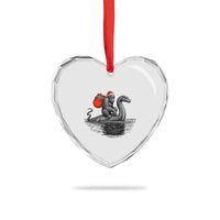 Funny Bigfoot Christmas Heart Crystal Glass Ornament Sasquatch Loch Ness Cryptid Xmas - Wonder Print Shop