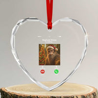 Funny Bigfoot Christmas Heart Crystal Glass Ornament Sasquatch Video Call Meme - Wonder Print Shop