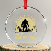 Funny Bigfoot Crystal Glass Ornament Sasquatch Big Foot Eat My Ass Vintage Cryptid Meme - Wonder Print Shop