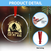 Funny Bigfoot Crystal Glass Ornament Sasquatch Big Foot Eat My Ass Vintage Cryptid Meme - Wonder Print Shop
