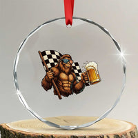 Funny Bigfoot Crystal Glass Ornament Sasquatch Drinking Beer Racing Car - Wonder Print Shop