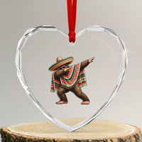 Funny Bigfoot Dabbing Cinco De Mayo Fiesta Heart Crystal Glass Ornament