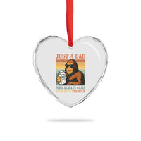 Funny Bigfoot Dad Heart Crystal Glass Ornament Just A Dad Who Always Came Back With The Milk Retro Father's Day - Wonder Print Shop