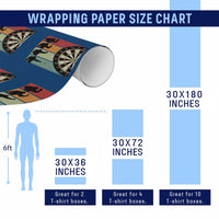 Funny Bigfoot Dart Player Crytid Sunset Retro Vintage Wrapping Paper Roll Dartist Gift - Wonder Print Shop